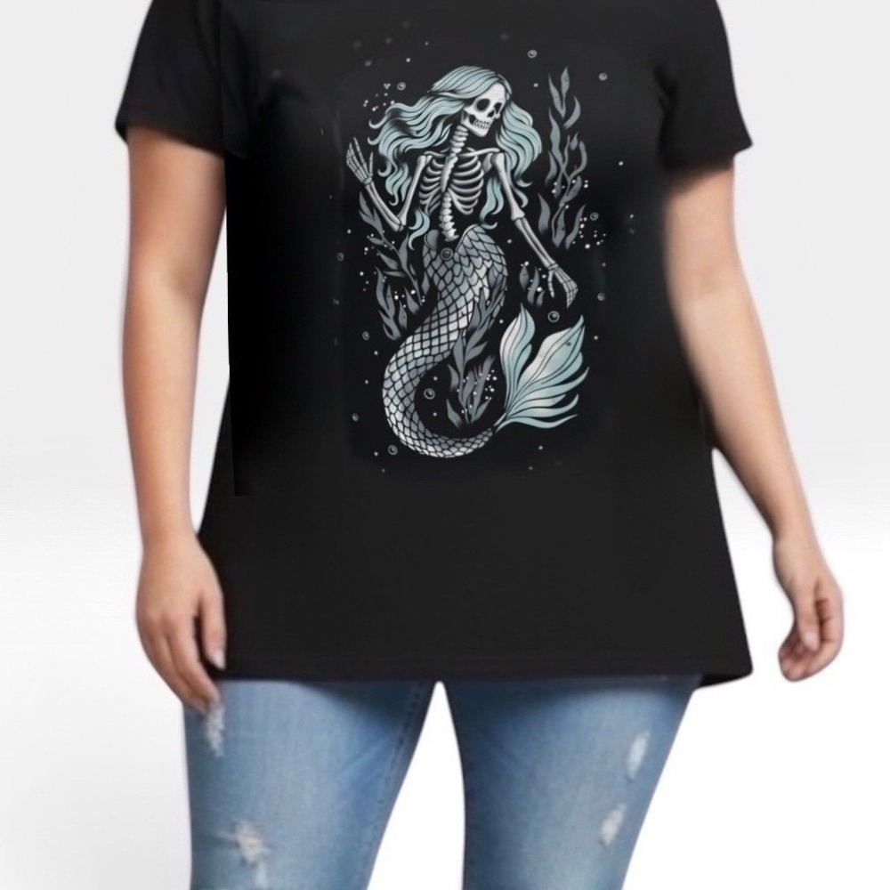 TORRID Skeleton Mermaid Classic Heritage Jersey Crew Tee NWT Size 4X - Picture 5 of 12